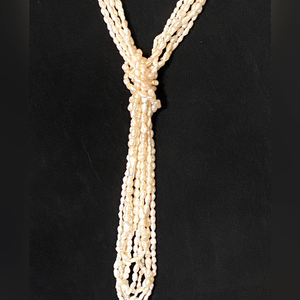 Ivory White Rice Pearls! 6 Long Strands, Genuine 5 25”, 1 36” Perfect Condition! - Picture 3 of 11